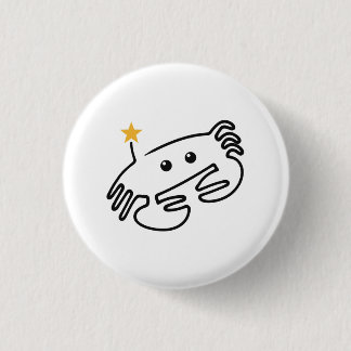 赤いハートのあるシンプルなカニのイラスト 缶バッジ