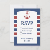赤いハートのいかり航海のな結婚RSVP 出欠カード (裏面)
