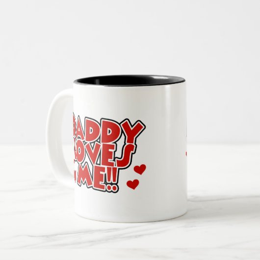 赤いハートのお父さんは私を愛します ツートーンマグカップ (正面左)