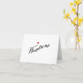 赤いハートのこんにちはハンサムな結婚式 カード (黄色い花)