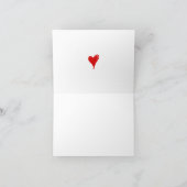 赤いハートのこんにちはハンサムな結婚式 カード (内部)