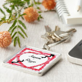 赤いハートのアウトライン(矢印パーソナライズされた) キーホルダー (側面)