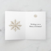 赤いハートのオーナメント　クリーム色のリボン　雪の結晶　クリスマス カード (内部)