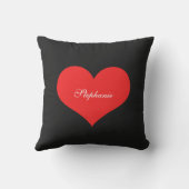 赤いハートのカスタムネームモノグラム ギフト 黒 アウトドアクッション (裏面)