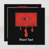 赤いハートのカセット 招待状 (正面/裏面)