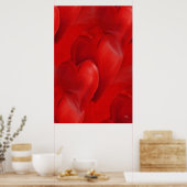 赤いハートのキャンバスプレスター ポスター (キッチン)