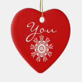 赤いハートのクリスマスの求婚の装飾 セラミックオーナメント (右)