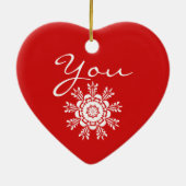 赤いハートのクリスマスの求婚の装飾 セラミックオーナメント (裏面)