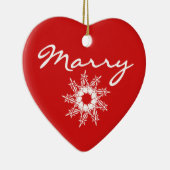 赤いハートのクリスマスの求婚の装飾 セラミックオーナメント (右)
