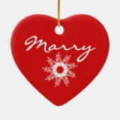 赤いハートのクリスマスの求婚の装飾 セラミックオーナメント (裏面)