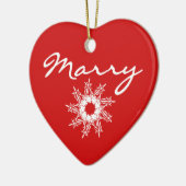 赤いハートのクリスマスの求婚の装飾 セラミックオーナメント (左)