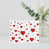 赤いハートのグループ バレンタイン ポストカード (スタンド正面)