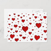 赤いハートのグループ バレンタイン ポストカード (正面/裏面)