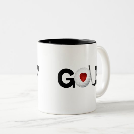赤いハートのゴルフ ツートーンマグカップ (正面右)