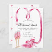 赤いハートのシャンパングラス リハーサルディナー 招待状 (正面/裏面)