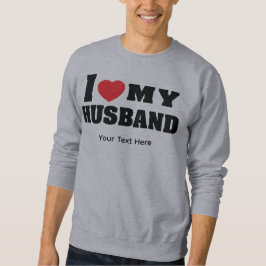赤いハートのシンボルと "I Love My Husband" のテキスト スウェットシャツ