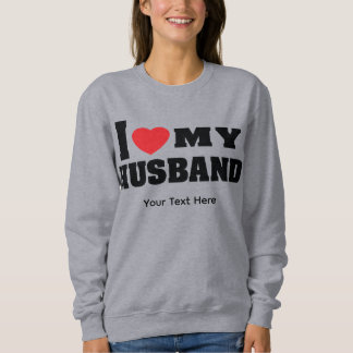 赤いハートのシンボルと "I Love My Husband" のテキスト スウェットシャツ