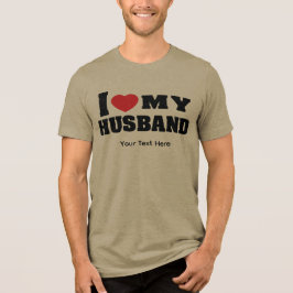 赤いハートのシンボルと "I Love My Husband" のテキスト トライブレンドＴシャツ