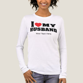 赤いハートのシンボルと "I Love My Husband" のテキスト トライブレンドＴシャツ