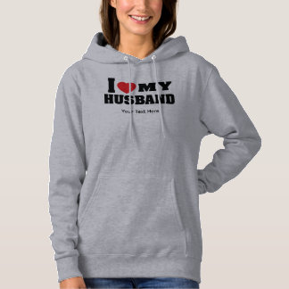 赤いハートのシンボルと "I Love My Husband" のテキスト パーカ