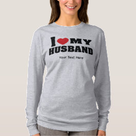 赤いハートのシンボルと "I Love My Husband" のテキスト Tシャツ