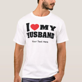 赤いハートのシンボルと "I Love My Husband" のテキスト Tシャツ