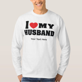 赤いハートのシンボルと "I Love My Husband" のテキスト Tシャツ