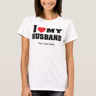 赤いハートのシンボルと "I Love My Husband" のテキスト Tシャツ