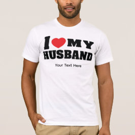赤いハートのシンボルと "I Love My Husband" のテキスト Tシャツ
