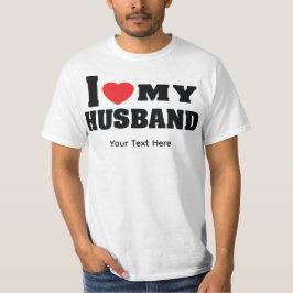 赤いハートのシンボルと "I Love My Husband" のテキスト Tシャツ