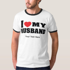 赤いハートのシンボルと "I Love My Husband" のテキスト Tシャツ