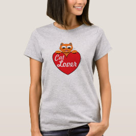 赤いハートのジンジャーネコLOVER Tシャツ