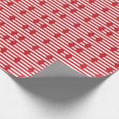 赤いハートのストライプなバレンタインのギフト用包装紙 ラッピングペーパー (角)