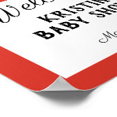 赤いハートのタンポポのベビーシャワーのウェルカムポスター ポスター (角)