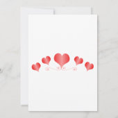 赤いハートのデザイン バレンタインデー ウェディング 招待状 (裏面)