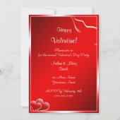 赤いハートのバレンタインデーのパーティー 招待状 (裏面)