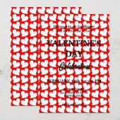 赤いハートのバレンタインデーパーティー 招待状 (正面/裏面)