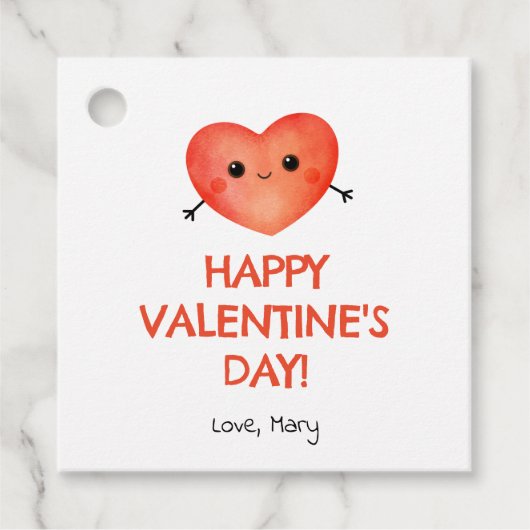 赤いハートのバレンタインデーラベル フェイバータグ (正面)