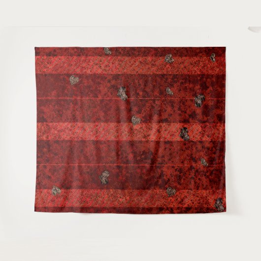 赤いハートのバレンタインデー写真用背景タペストリー タペストリー (正面(横))