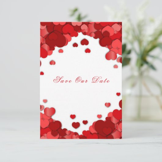 赤いハートのバレンタインデー結婚式 セーブザデート (スタンド正面)