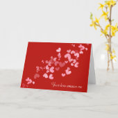 赤いハートのバレンタイン カード (黄色い花)