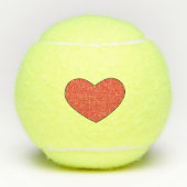 赤いハートのプリント テニスボール (正面)