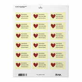 赤いハートのベストMimiのTシャツおよびギフト ラベル (フルシート)