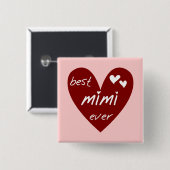 赤いハートのベストMimiのTシャツおよびギフト 缶バッジ (正面&裏面)