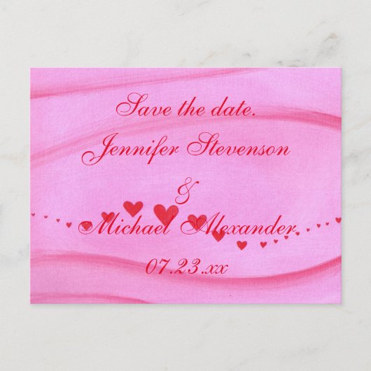 赤いハートのポストカードの波を保存 案内ポストカード (正面)