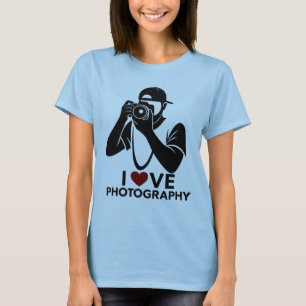 赤いハートのメンズフォトグラフィーTシャツ Tシャツ