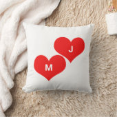 赤いハートのモノグラムイニシャルカスタムバレンタインキュート クッション (ブランケット)