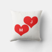赤いハートのモノグラムイニシャルカスタムバレンタインキュート クッション (裏面)