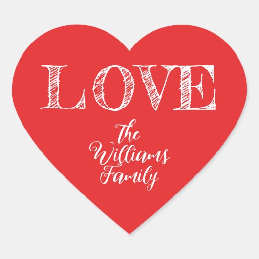 赤いハートのラブファミリー ハートシール (正面)