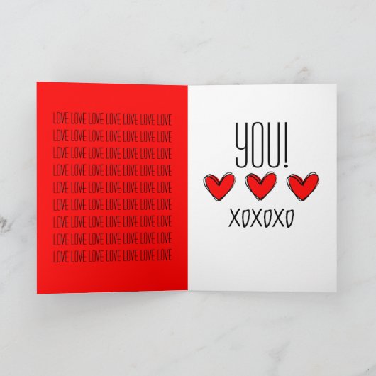 赤いハートのラブ カード (内部)